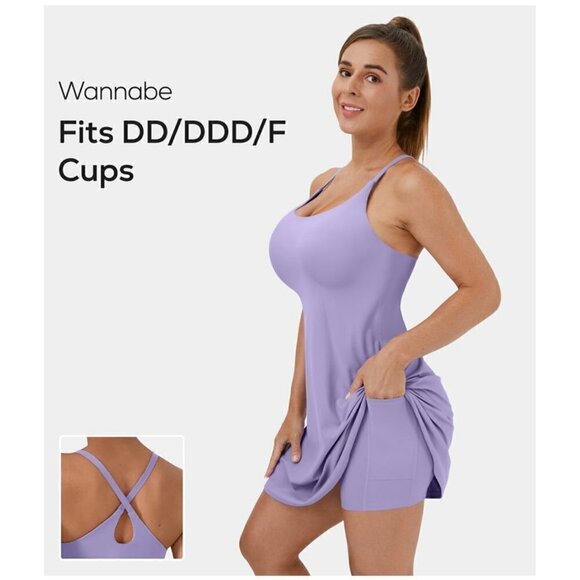 Halara Purple Everyday Cloudful Backless 2-in-1 Activity Dress Wannabe XS NWT - Picture 1 of 7